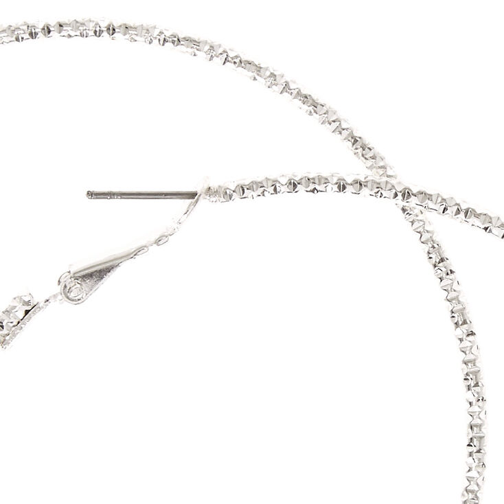 Silver-tone Thin Hammered 70MM Hoop Earrings,