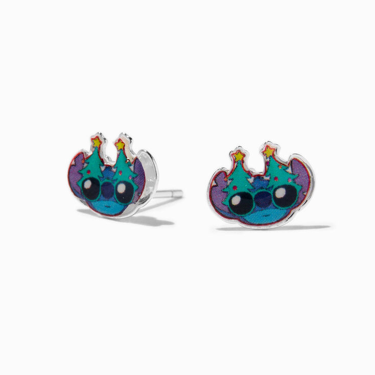 Disney Stitch Christmas Sterling Silver Stud Earrings,