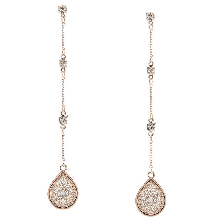 Rose Gold Tone Teardrop Long Dangle Earrings Icing Us Rose Gold Tone Teardrop Long Dangle Earrings