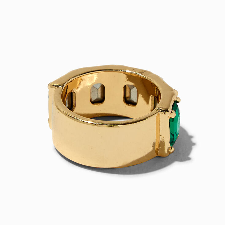 Gold-tone Faux Emerald Statement Ring,