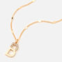 Gold Half Stone Initial Pendant Necklace - B,