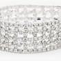Silver Rhinestone Wide Cuff Stretch Bracelet,