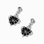 Black Heart Silver-tone Crystal 0.75&quot; Drop Earrings,