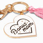 &quot;Bonus Mom&quot; Pink Tassel Heart Keychain,