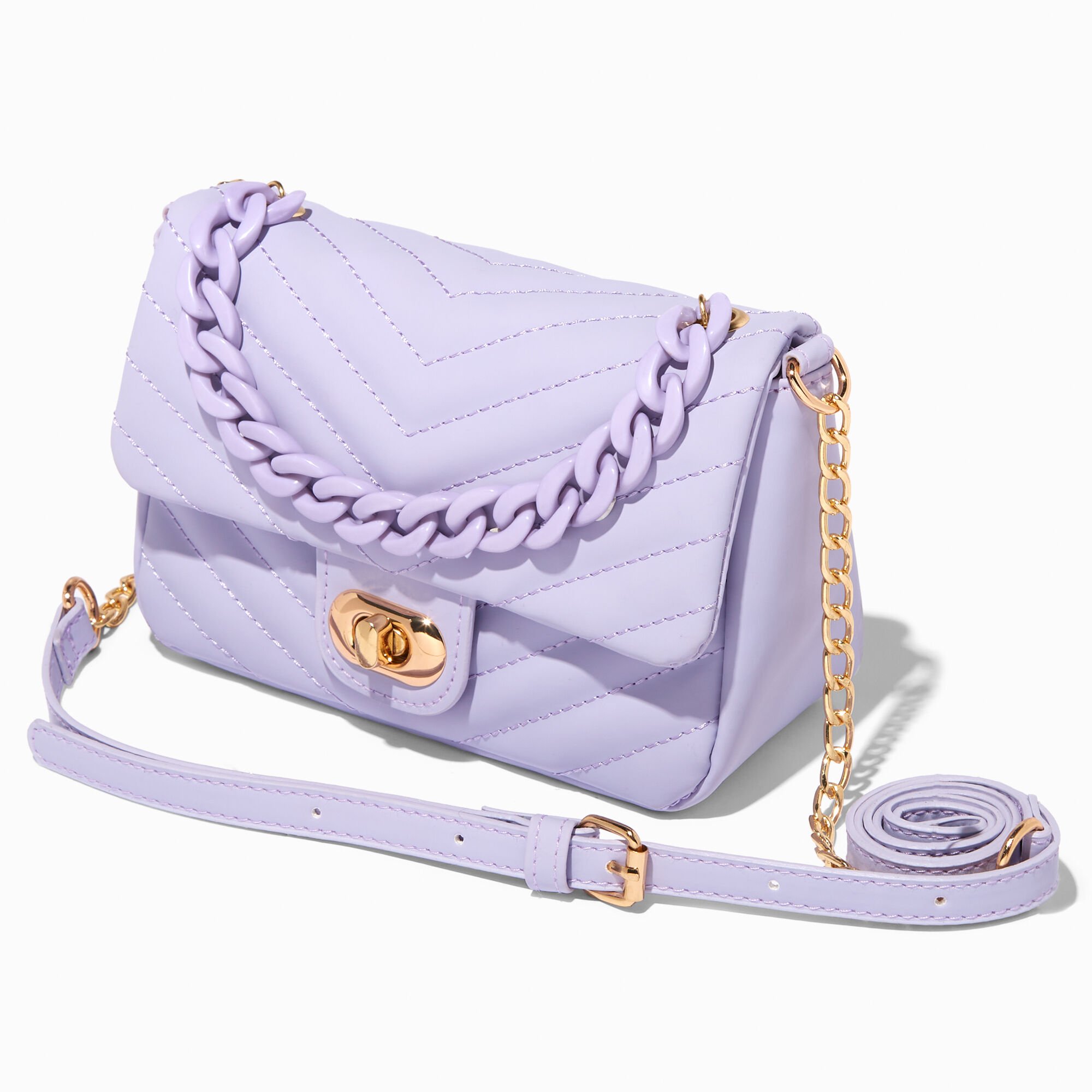 Quilted Lavender Dual Strap Crossbody Bag