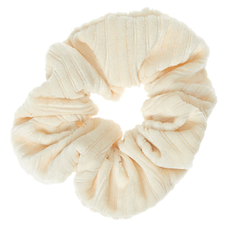 Ribbed Velvet Hair Scrunchie - Ivory,