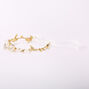 Gold-tone Metallic White Flower Crown Tie Headwrap,