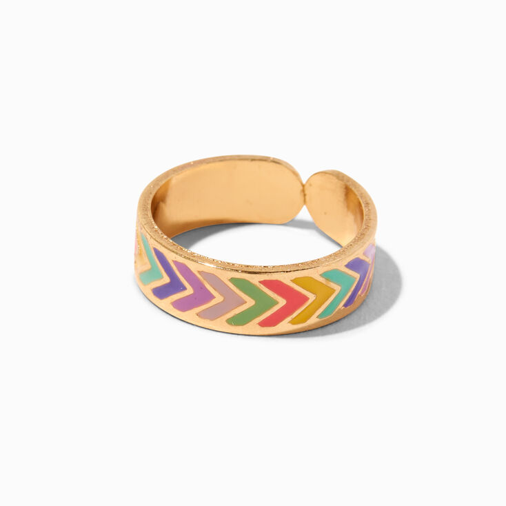 Gold Chevron Rainbow Band Toe Ring,