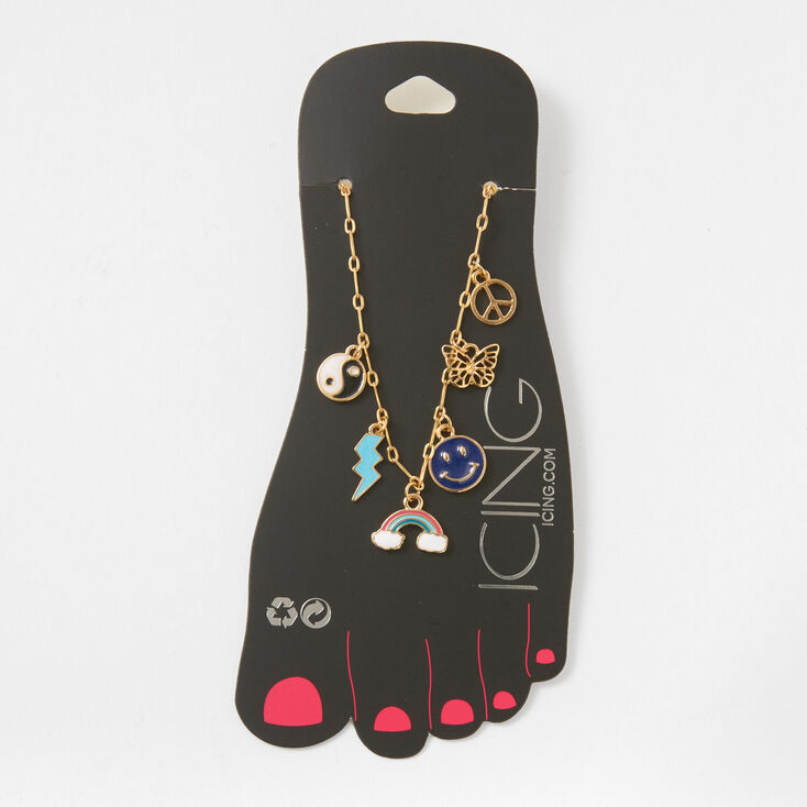 Gold 90&#39;s Charm Chain Anklet,