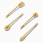 Pink Gemstone Gold Hair Pins - 4 Pack,