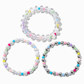 Pastel Beaded Stretch Bracelet Set - 3 Pack,