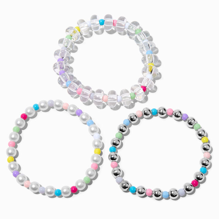 Pastel Beaded Stretch Bracelet Set - 3 Pack,