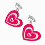 Pink Pulsating Heart 1.5&quot; Clip-On Drop Earrings,