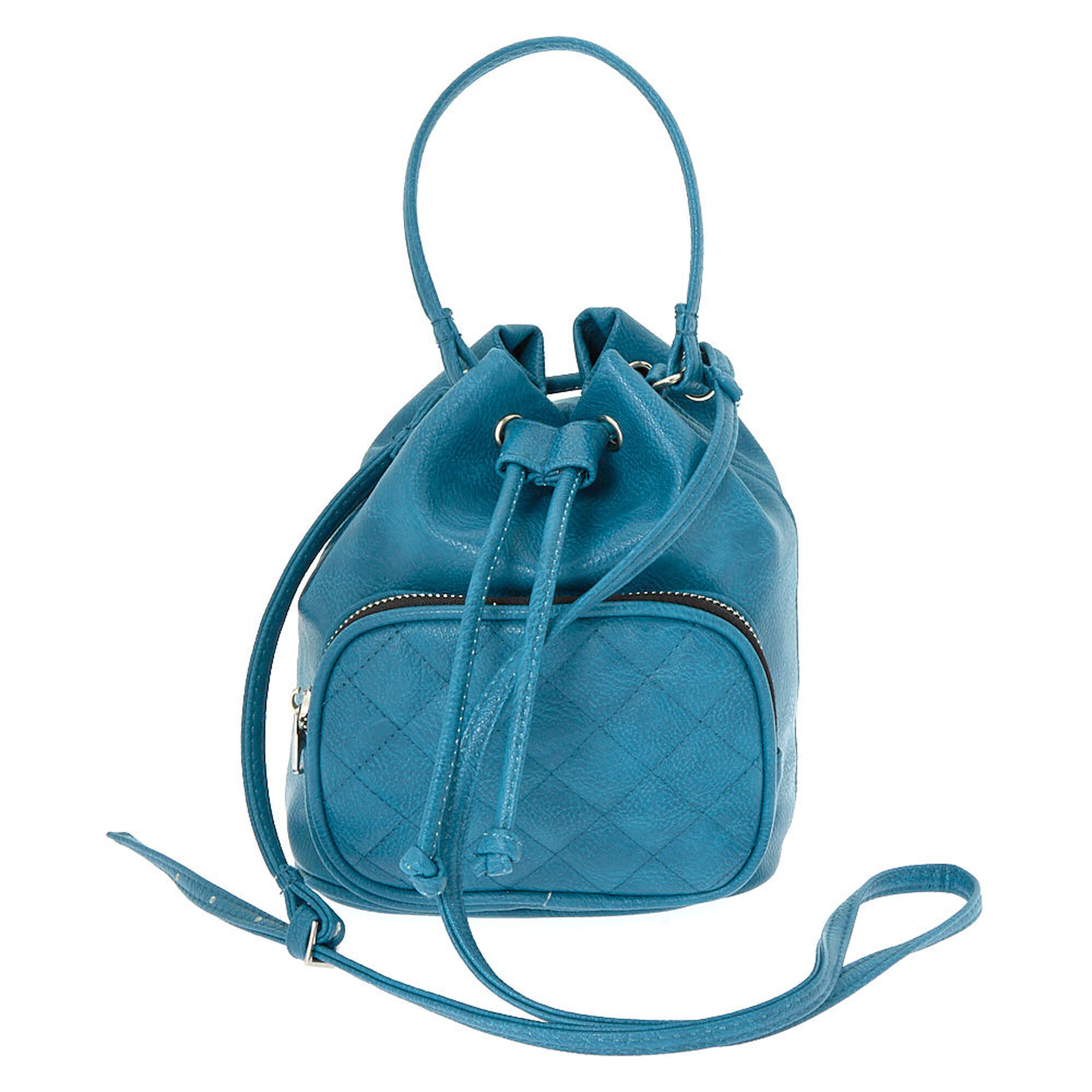 Faux Leather Mini Bucket Crossbody Bag - Teal | Icing US