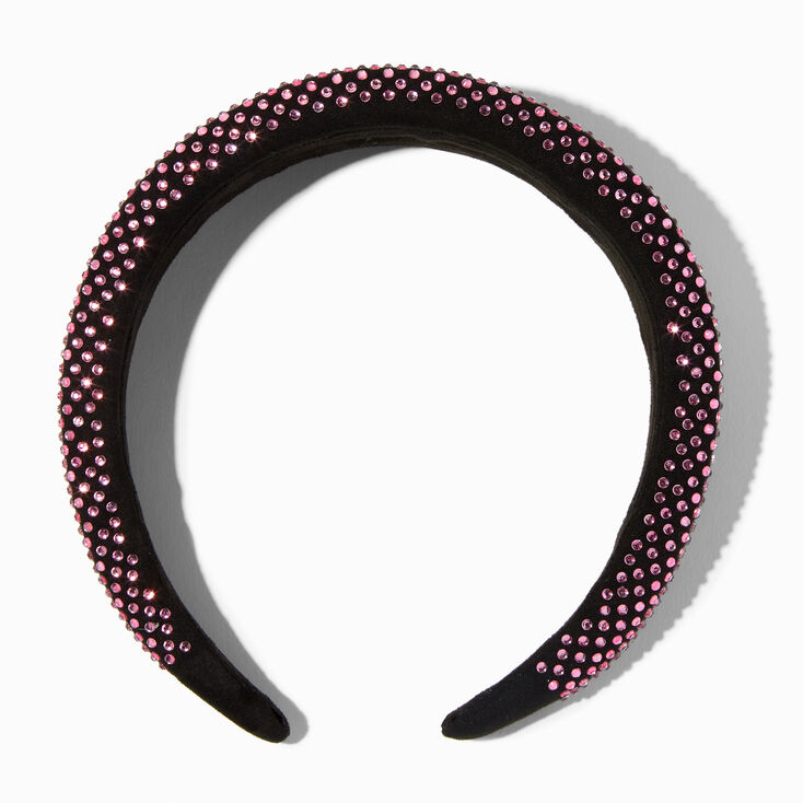 Embellished Puffy Headband - Pink/Black,