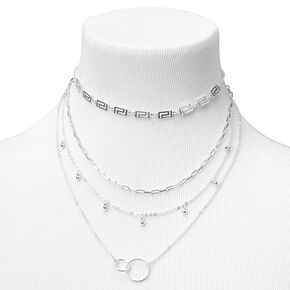 Silver 10-16&quot; Charm Multi Strand Necklace,