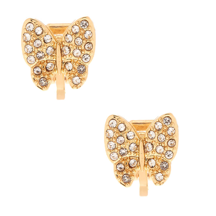 Gold Butterfly Clip On Earrings,