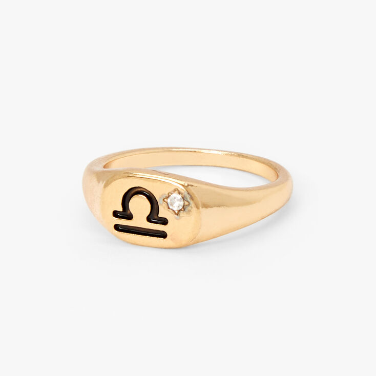 Gold Zodiac Signet Ring - Libra,