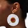 Gold-tone Raffia Daisy 3&quot; Drop Earrings,