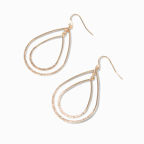 Gold 1.5&quot; Double Teardrop Drop Earrings,
