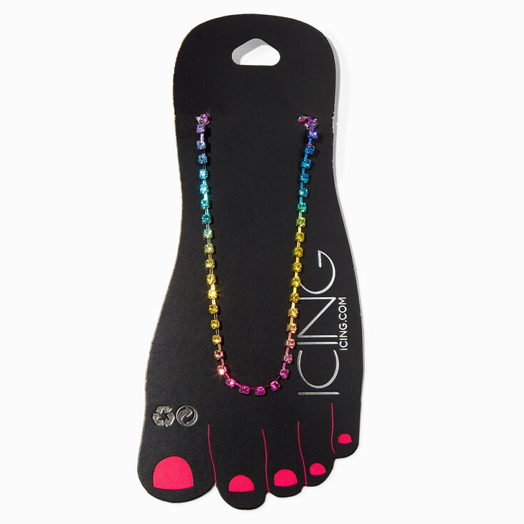 Rainbow Anodized Ombre Silver Chain Anklet,