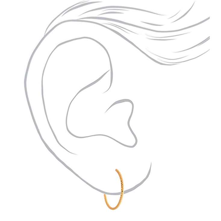 Gold 25MM Textured Hoop Earrings,