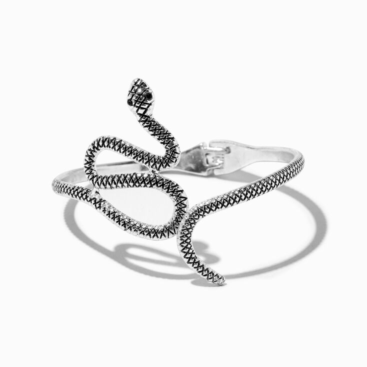 Textured Snake Silver Cuff Bracelet,