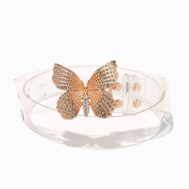 Embellished Butterfly Clear PVC Belt,