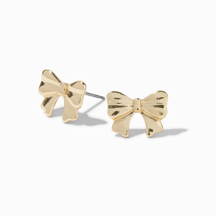 Gold-tone Bow Stud Earrings,