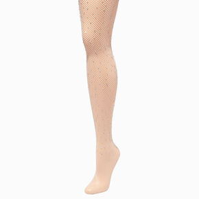 Rhinestone Nude Fishnet Tights - Size M/L,