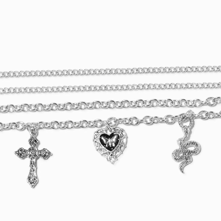 Burnished Silver Moody Moth Charm Multi-Strand Bracelet,
