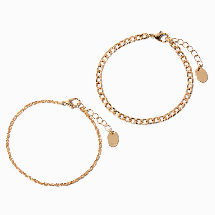 Gold Mixed Chain Bracelet Set - 2 Pack,