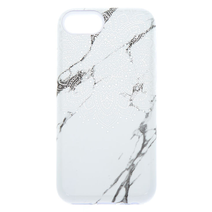 White Mandala & Marble Protective Phone Case - Fits iPhone 6/7/8,