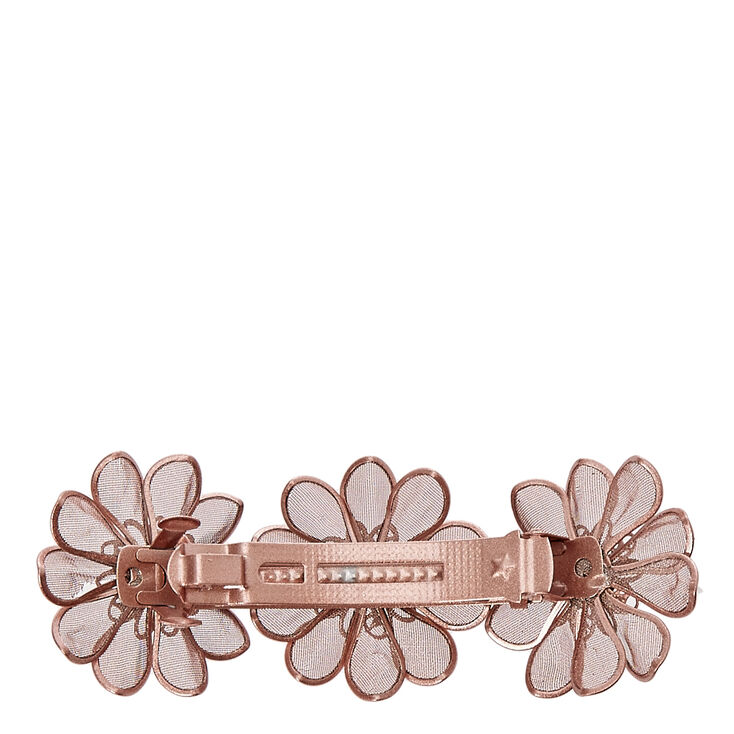 Rose Gold Mesh Flower Trio Hair Clip,