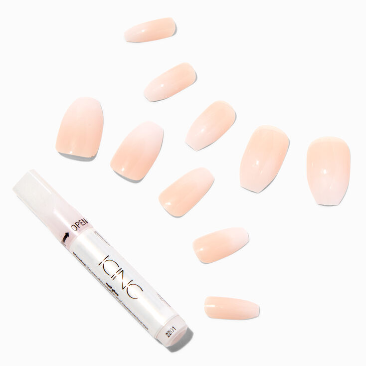 Glossy Nude Coffin Vegan Faux Nail Set - 24 Pack,