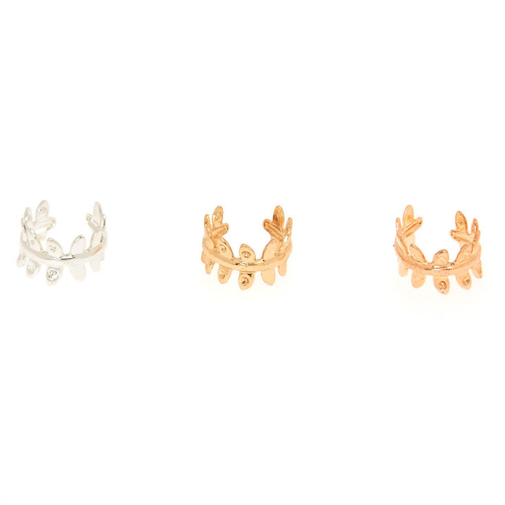 Mixed Metal Leaf Ear Cuffs - 3 Pack,