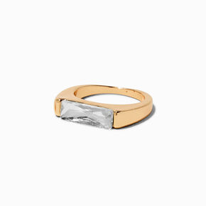  Gold-tone Modern Baguette Statement Ring,