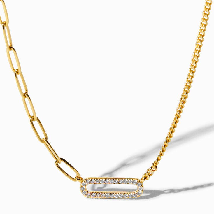 Icing Select 18k Gold Plated Embellished Paperclip &amp; Woven Chain Necklace,