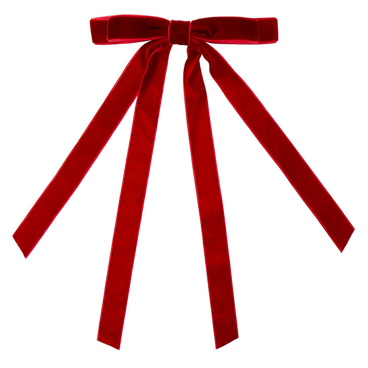 Velvet Bow Hair Barrette - Burgundy,