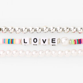 Rainbow Love Beaded Stretch Bracelets - 3 Pack,