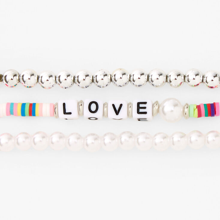 Rainbow Love Beaded Stretch Bracelets - 3 Pack,