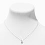 Silver Cursive Lowercase Initial Pendant Necklace - B,