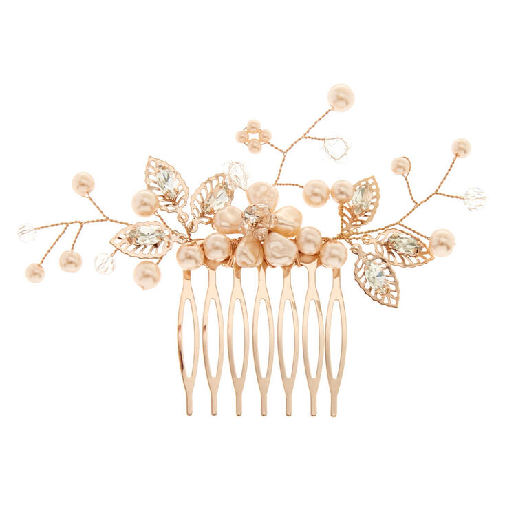 Blush Faux Pearl Flower Hair Comb,