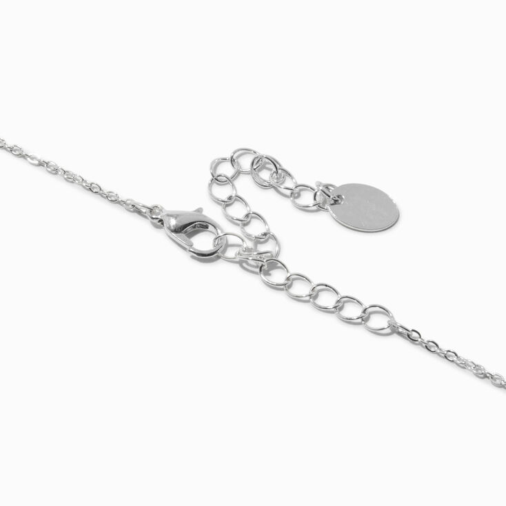 Silver-tone Oval Cubic Zirconia Pendant Necklace,