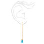 Gold 4&quot; Turquoise Mystical Gem Threader Drop Earrings,