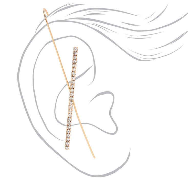 Gold Criss Cross Rhinestone Ear Cuff,