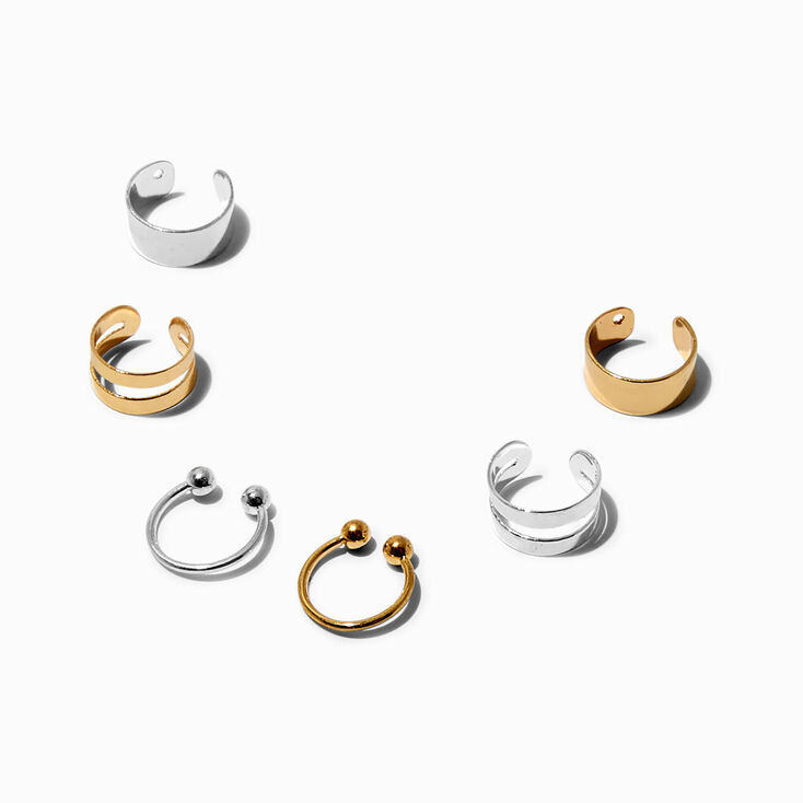 Mixed Metal Basic Ear Cuff Earring Stackables - 6 Pack,