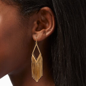 Gold-tone Diamond Fringe 5&quot; Drop Earrings ,