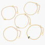 Gold Mystic Charm Chain Bracelets - 5 Pack,