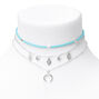 Silver Leaf Horn Choker Necklaces - Turquoise, 3 Pack,